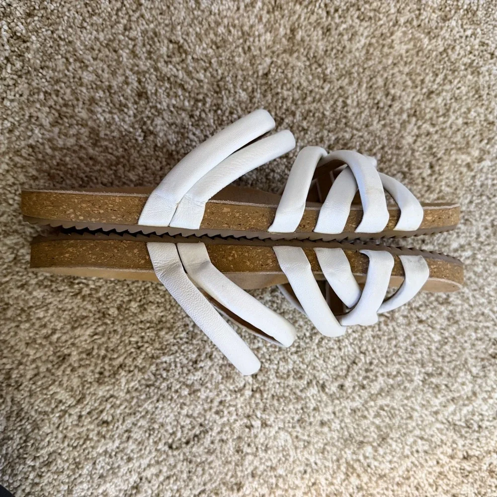 Coconuts by Matisse White Leather Multi‎ Strap Slide Sandals Womens Size 9M
